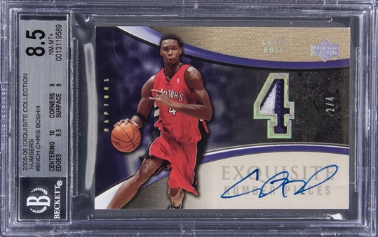2005-06 UD "Exquisite Collection" Number Pieces #ENCH Chris Bosh Signed Game Used Patch Card (#2/4) – BGS NM-MT+ 8.5/BGS 10